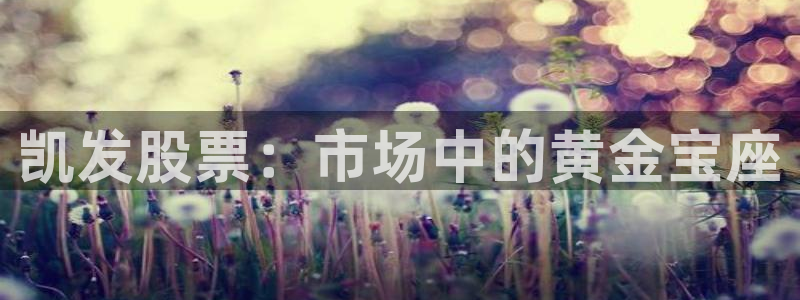 赢乐麻将：凯发股票：市场中的黄金宝座